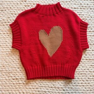 Anthropologie Red Sweater with Tan Heart